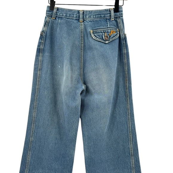 Vintage 70s Chic High Waisted Wide Leg Trouser Jeans 100% Cotton USA | 25" x 32" - Picture 8 of 15